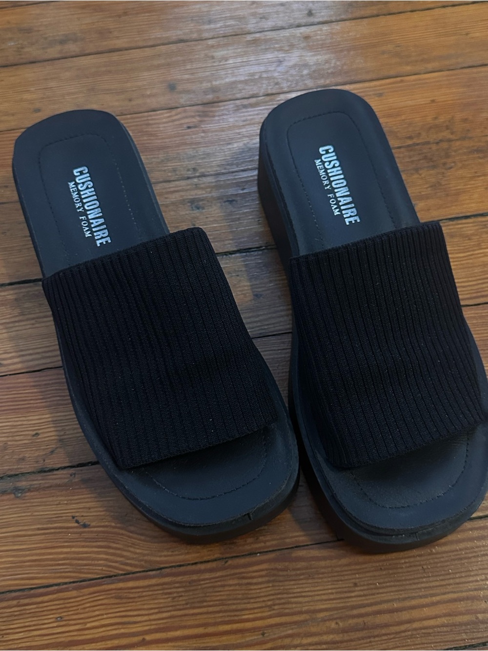 Cushionaire Black Slide Sandals for Women